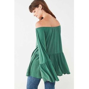 NWT Urban Outfitters Green Off Shoulder Tunic Top
